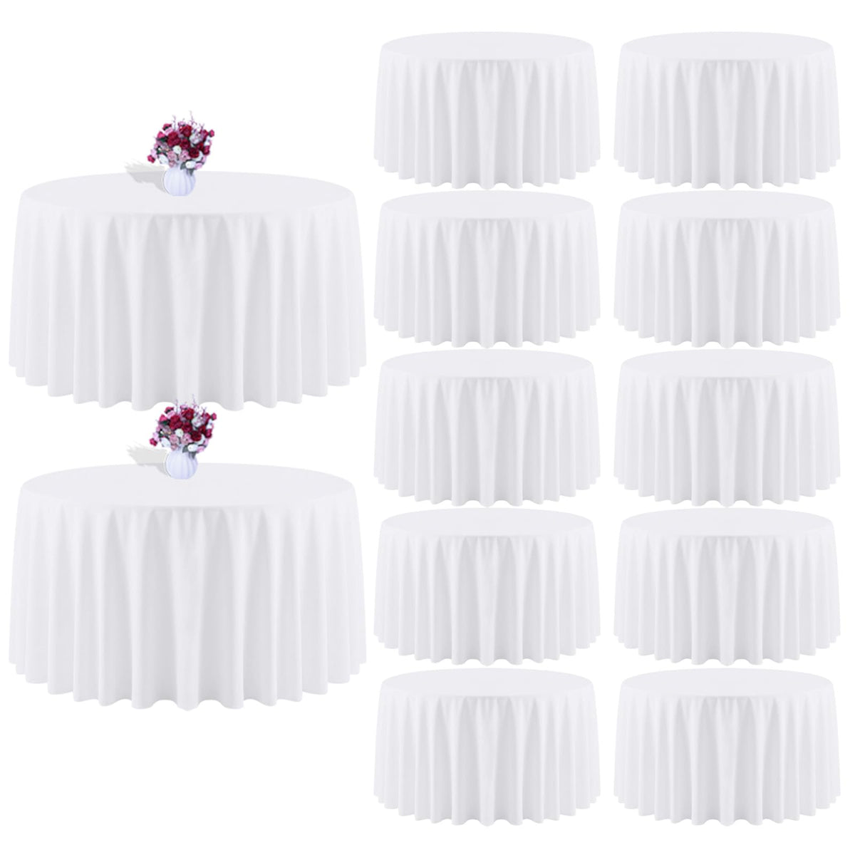 White Rectangle Table Cloth 60 x 102 Inch, 8 Pack