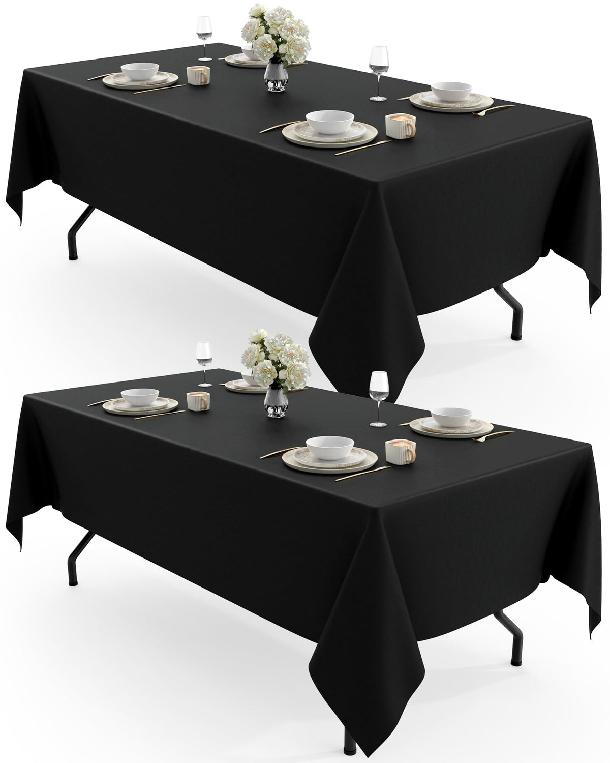 Pureegg Polyester Tablecloth 60" x 102" Reusable Washable 2 Pack White