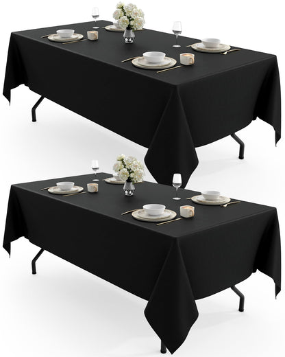 Pureegg Polyester Tablecloth 60" x 102" Reusable Washable 2 Pack White