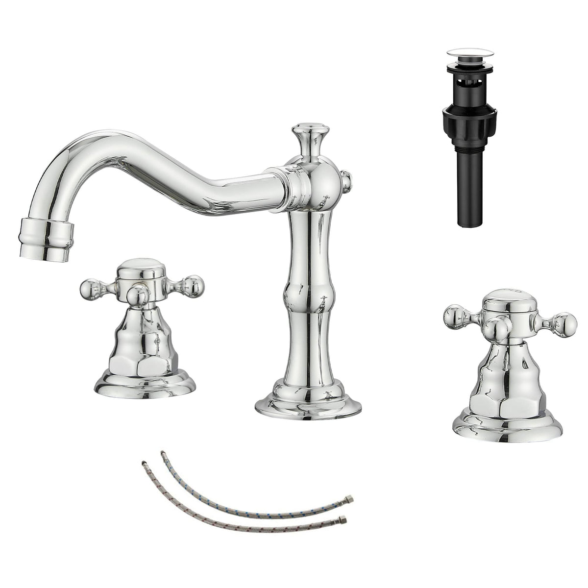 8" 2 Handles 3 Holes Bathroom Sink Faucet Antique Brass