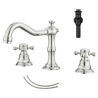 8" 2 Handles 3 Holes Bathroom Sink Faucet Antique Brass