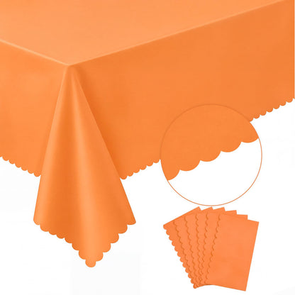 NatNarr 3 Pack Ivory Tablecloths, 54 x 108 Inch Scalloped Party Table Cover