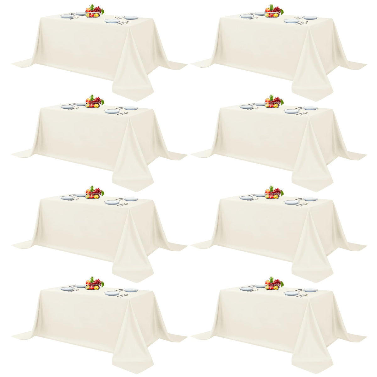Fitable 6 Pack Ivory Tablecloths 70x120 Inch for 6-8 Ft Rectangle Tables