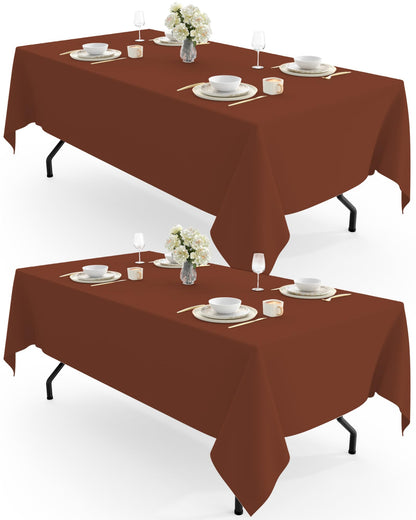 Pureegg Polyester Tablecloth 60" x 102" Reusable Washable 2 Pack White