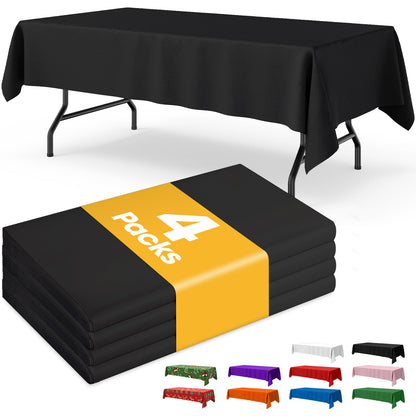 Niuara White Plastic Table Cloth - 4 Pack 54" × 108" Rectangle Disposable Tablecloths for 6FT Tables, Table Cover for Party, Holiday & Gathering Use