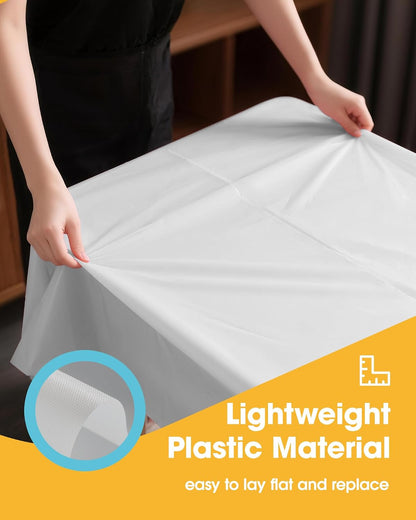 Niuara White Plastic Table Cloth - 4 Pack 54" × 108" Rectangle Disposable Tablecloths for 6FT Tables, Table Cover for Party, Holiday & Gathering Use