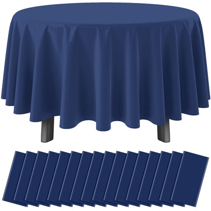 12 Pack Blue and White Plastic Checkered Tablecloth, Premium Decorative Disposable Blue Gingham Plaid Table Cloths for Parties, Rectangle Party Table Cover for Picnic Farm Birthday Wedding, 54x108Inch