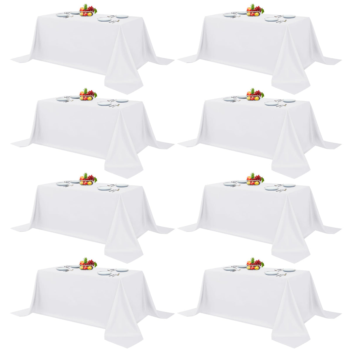 Fitable 6 Pack Ivory Tablecloths 70x120 Inch for 6-8 Ft Rectangle Tables