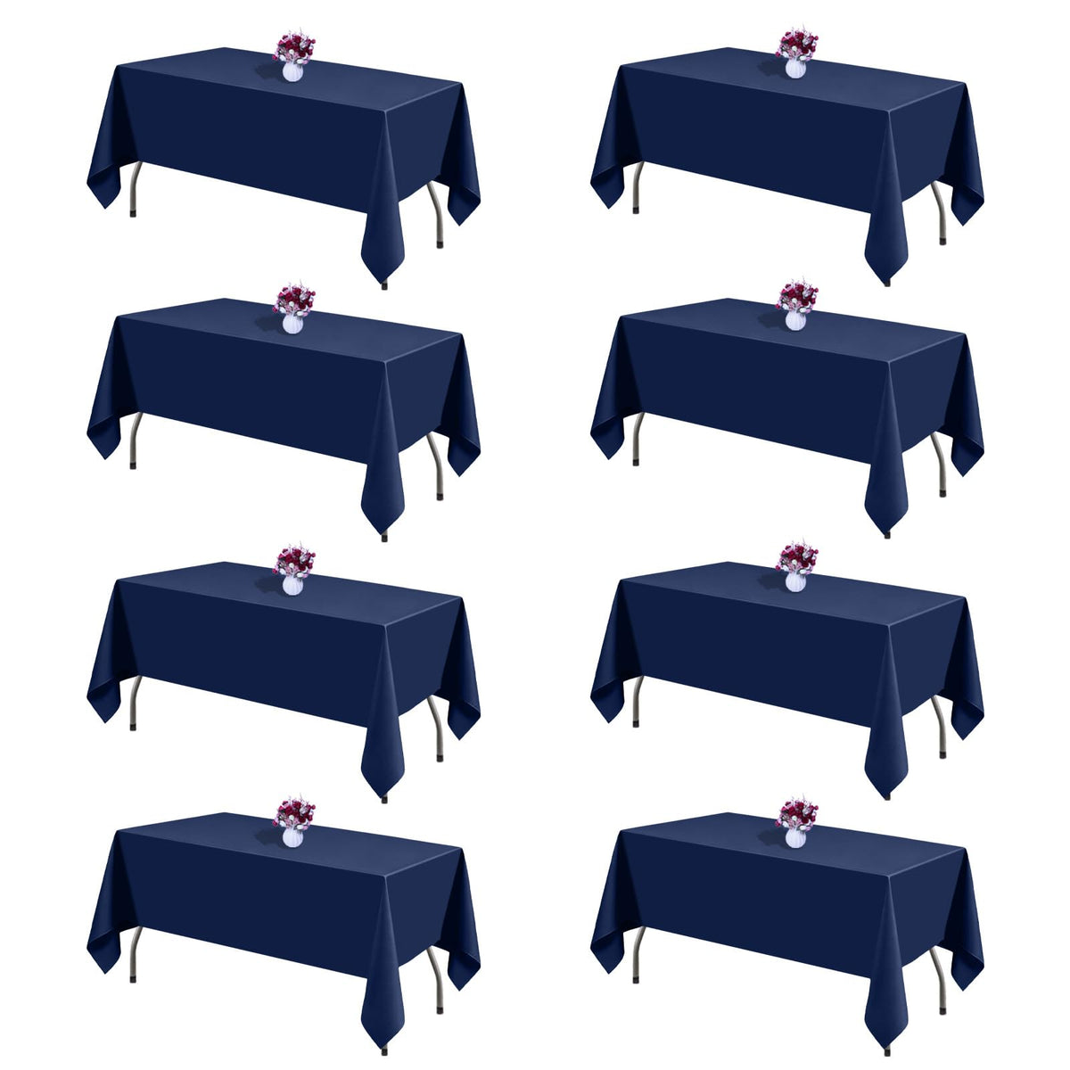 White Rectangle Table Cloth 60 x 102 Inch, 8 Pack