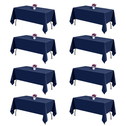 White Rectangle Table Cloth 60 x 102 Inch, 8 Pack