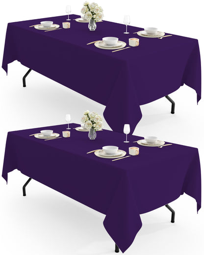 Pureegg Polyester Tablecloth 60" x 102" Reusable Washable 2 Pack White