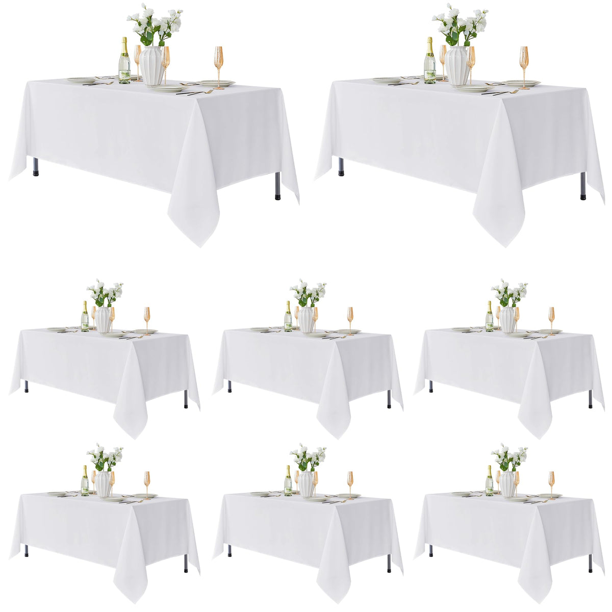 Fitable 6 Pack Ivory Tablecloths 70x120 Inch for 6-8 Ft Rectangle Tables