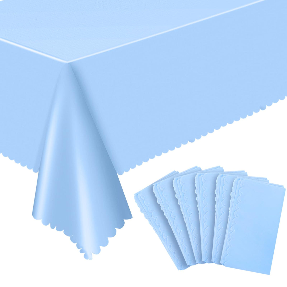 NatNarr 3 Pack Ivory Tablecloths, 54 x 108 Inch Scalloped Party Table Cover