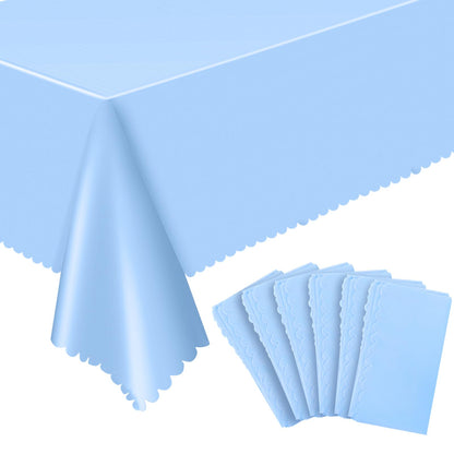 NatNarr 3 Pcs Plastic Light Pink Tablecloths, Scalloped Table Cloths