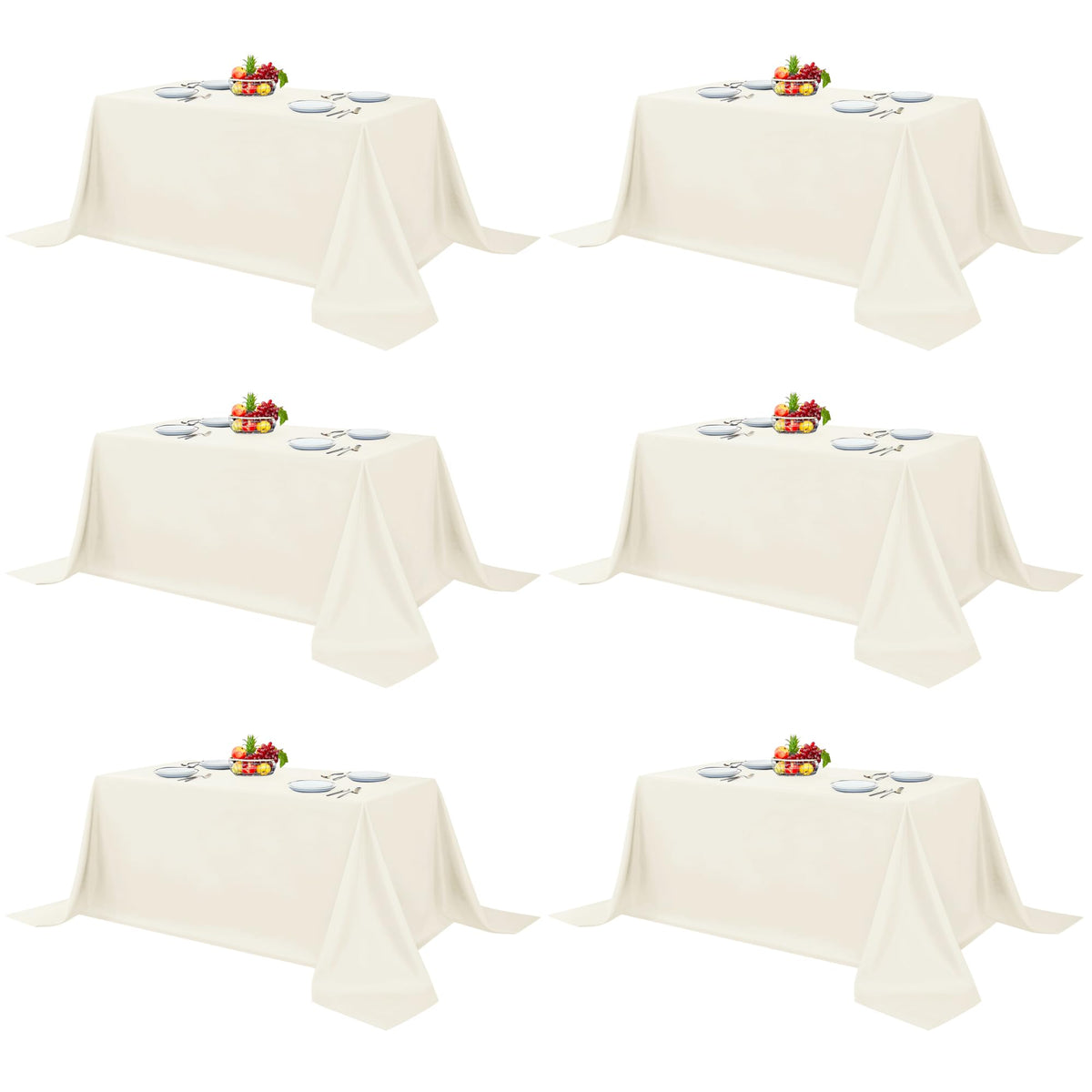 Fitable 6 Pack Ivory Tablecloths 70x120 Inch for 6-8 Ft Rectangle Tables