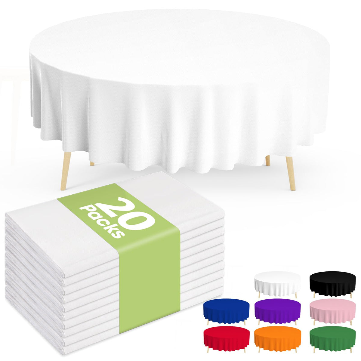 Pureegg 20 Pack White Disposable Plastic Tablecloth 54x108 Inch