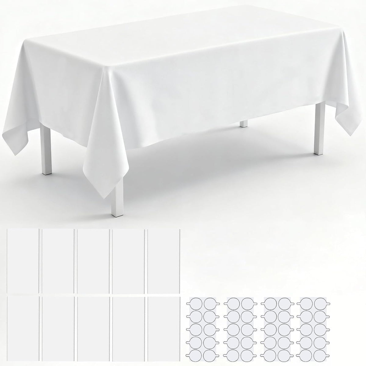 10 Pack Plastic Table Cloth, 54" × 108" White Disposable Tablecloth