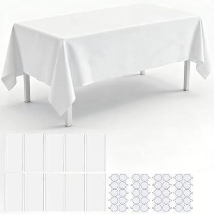10 Pack Plastic Table Cloth, 54" × 108" White Disposable Tablecloth