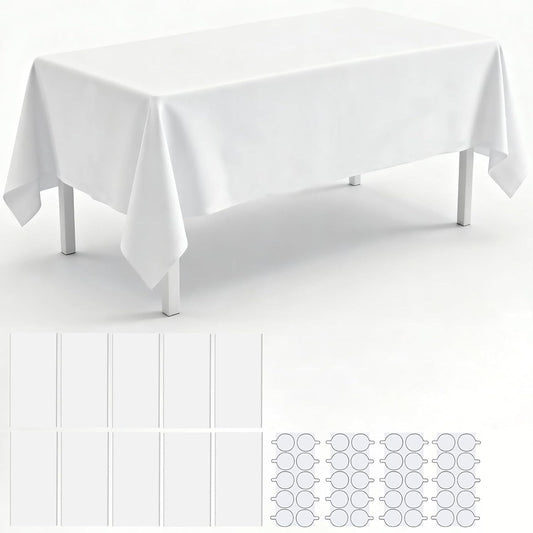 10 Pack Plastic Table Cloth, 54" × 108" White Disposable Tablecloth