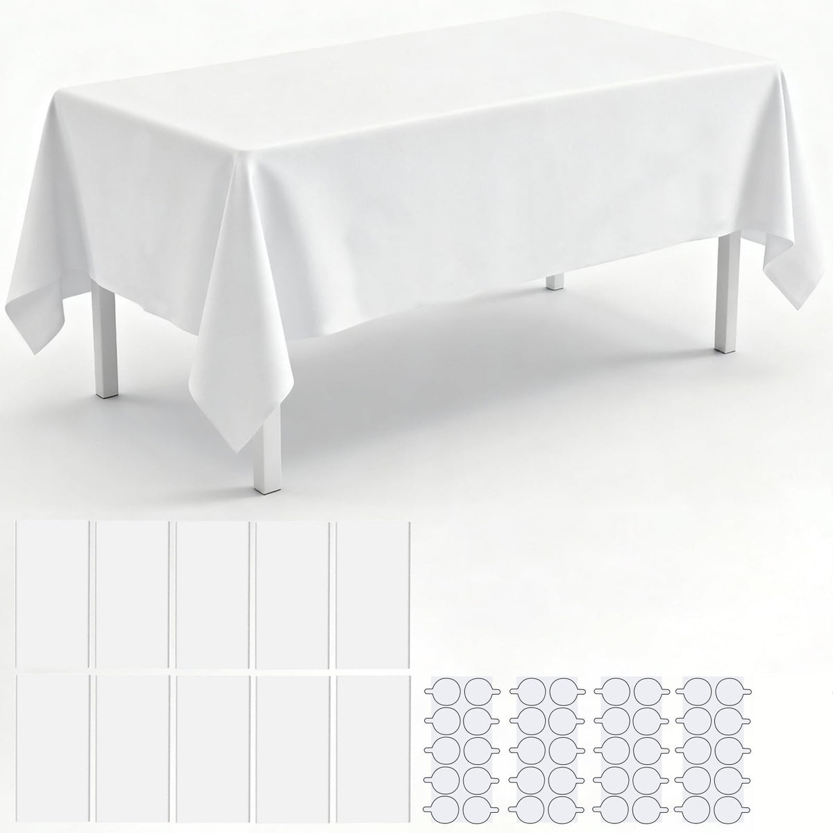 10 Pack Plastic Table Cloth, 54" × 108" White Disposable Tablecloth