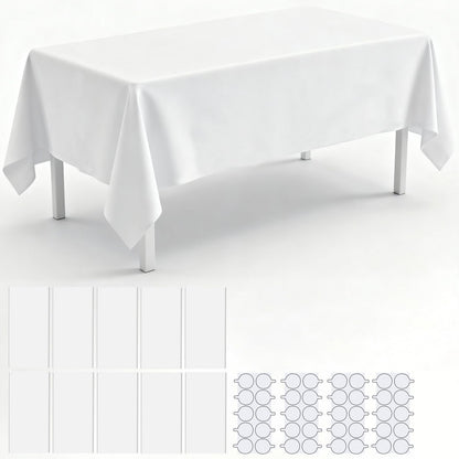 10 Pack Plastic Table Cloth, 54" × 108" White Disposable Tablecloth