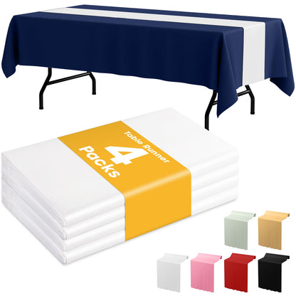 Niuara White Plastic Table Cloth - 4 Pack 54" × 108" Rectangle Disposable Tablecloths for 6FT Tables, Table Cover for Party, Holiday & Gathering Use