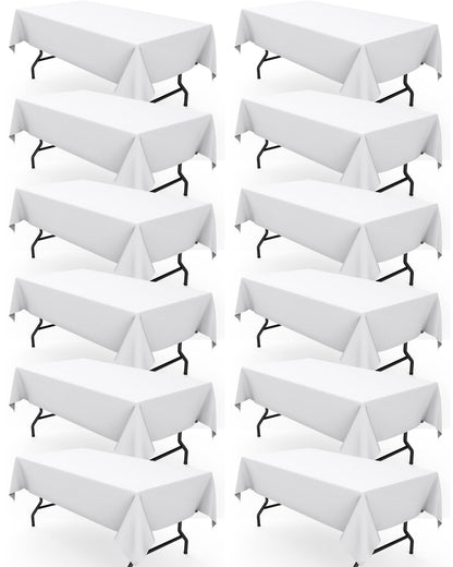 Pureegg Polyester Tablecloth 60" x 102" Reusable Washable 2 Pack White