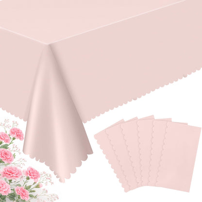 NatNarr 3 Pack Ivory Tablecloths, 54 x 108 Inch Scalloped Party Table Cover