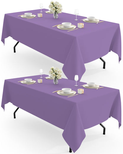 Pureegg Polyester Tablecloth 60" x 102" Reusable Washable 2 Pack White