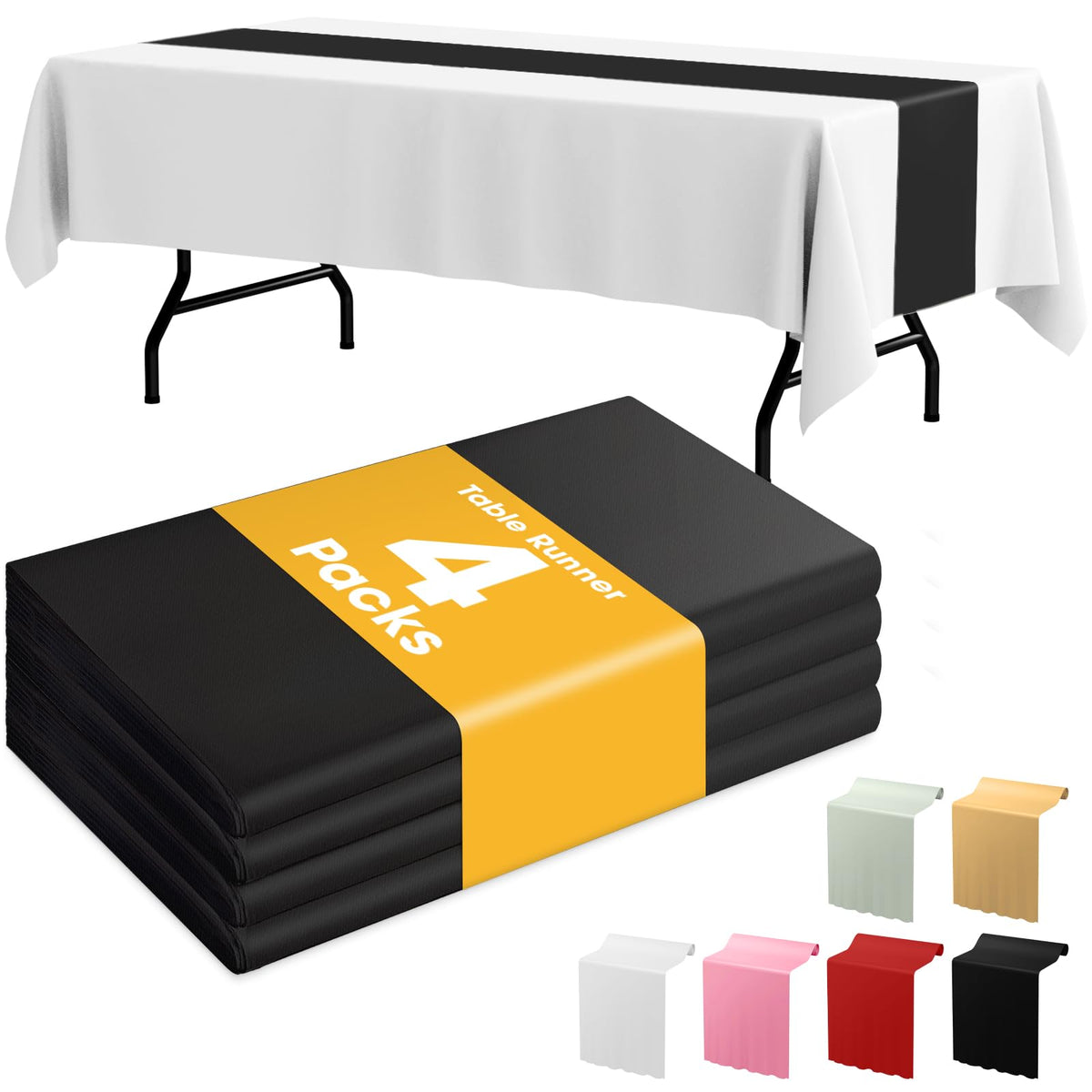 Niuara White Plastic Table Cloth - 4 Pack 54" × 108" Rectangle Disposable Tablecloths for 6FT Tables, Table Cover for Party, Holiday & Gathering Use