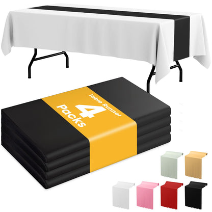 Niuara White Plastic Table Cloth - 4 Pack 54" × 108" Rectangle Disposable Tablecloths for 6FT Tables, Table Cover for Party, Holiday & Gathering Use