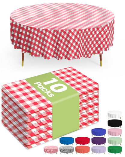 Pureegg Plastic Table Cloth Disposable 54x108 Inch 10 Pack, Beige