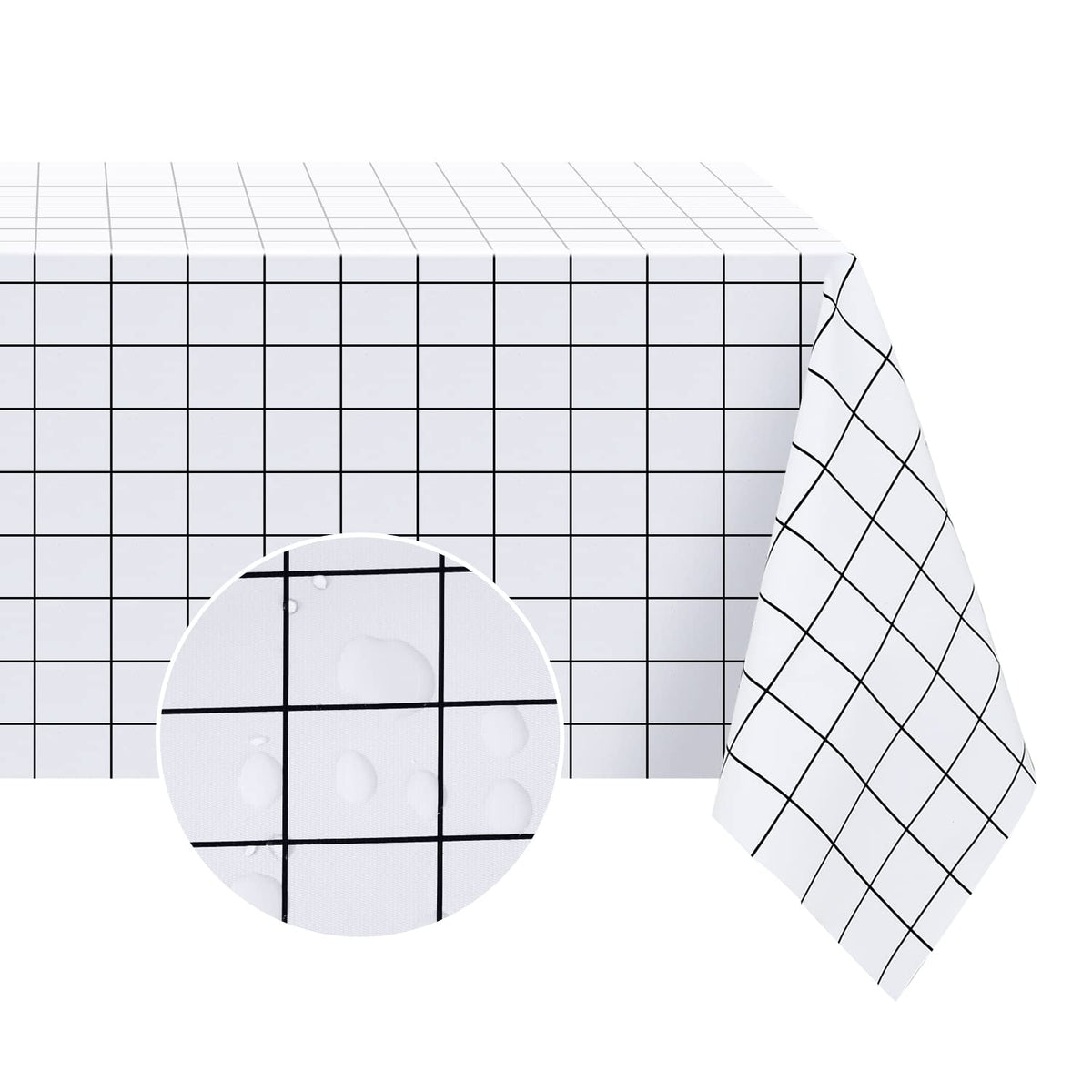 Romanstile Rectangle Vinyl Tablecloth, 100% Waterproof Oil-Proof Checkered Plastic Table Cloth, Heavy Duty Wipeable Table Covers for Dining, Camping, Picnic, Outdoor - 54 x 78 Inch, Grey