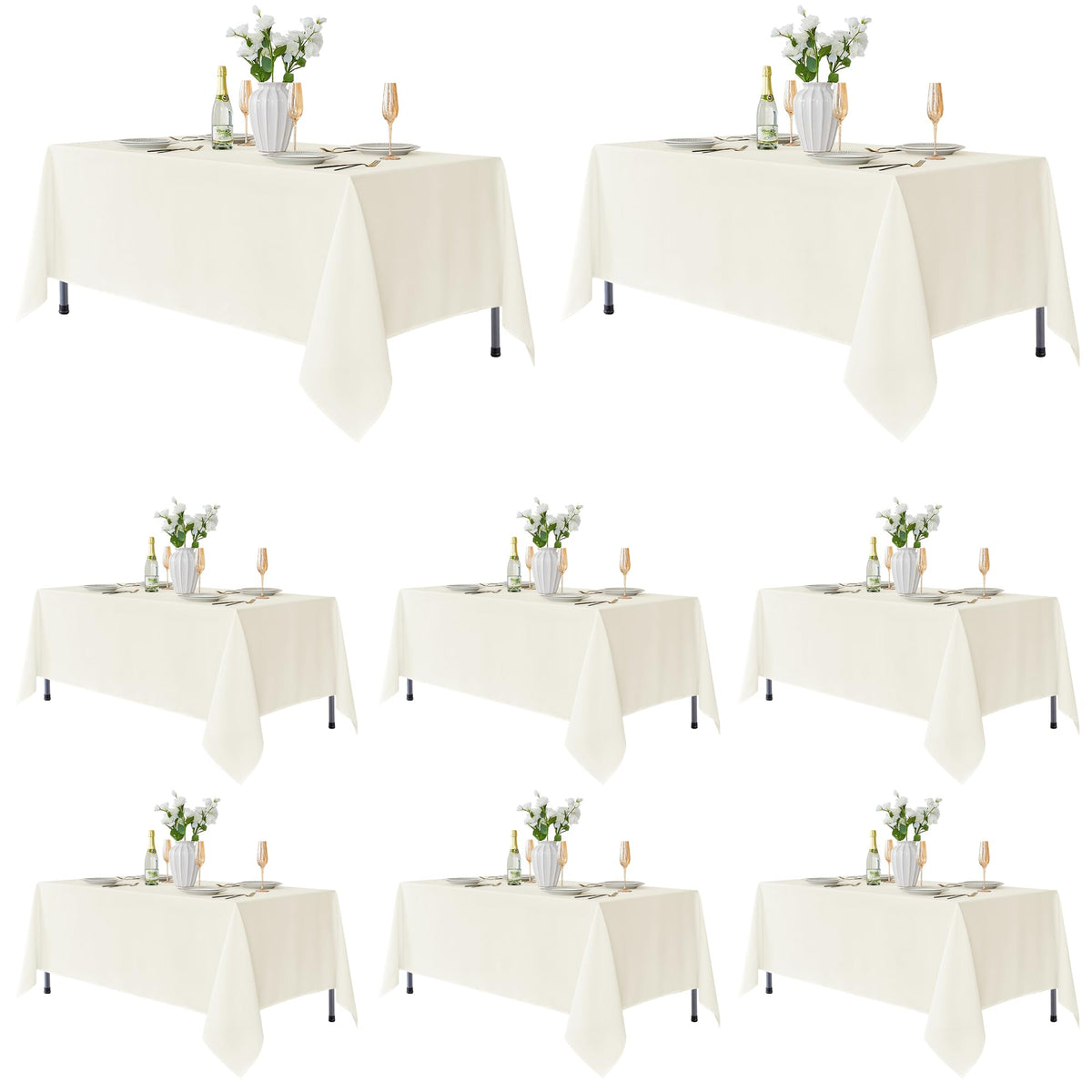 Fitable 6 Pack Ivory Tablecloths 70x120 Inch for 6-8 Ft Rectangle Tables