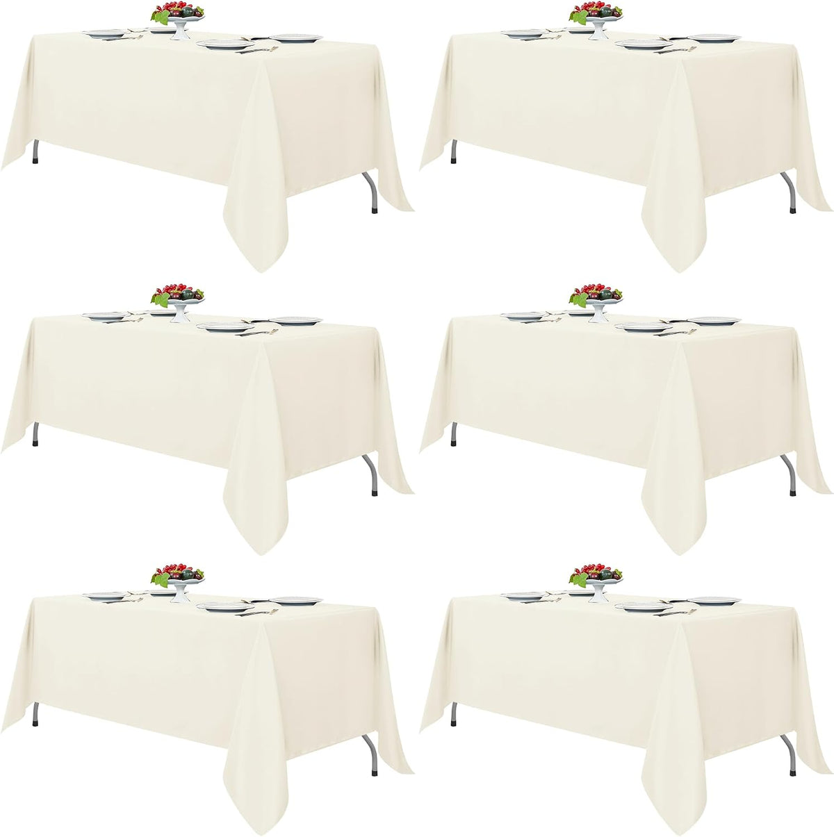 Fitable 6 Pack Ivory Tablecloths 70x120 Inch for 6-8 Ft Rectangle Tables