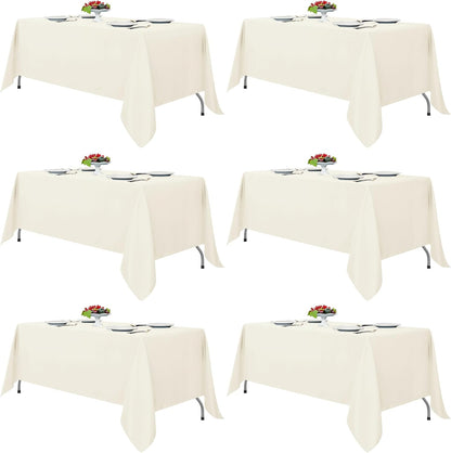 Fitable 6 Pack Ivory Tablecloths 70x120 Inch for 6-8 Ft Rectangle Tables