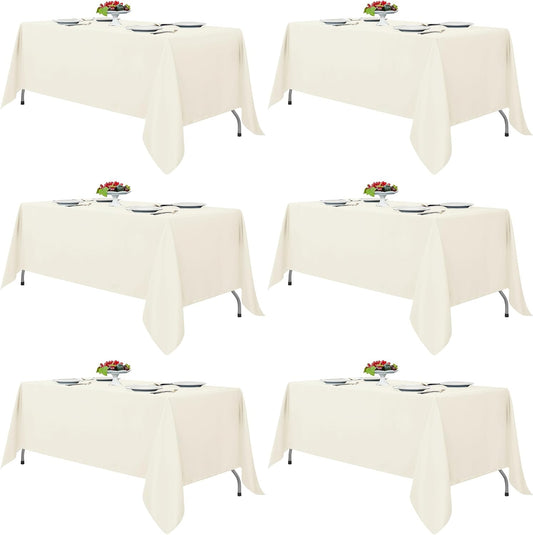 Fitable 6 Pack Ivory Tablecloths 70x120 Inch for 6-8 Ft Rectangle Tables