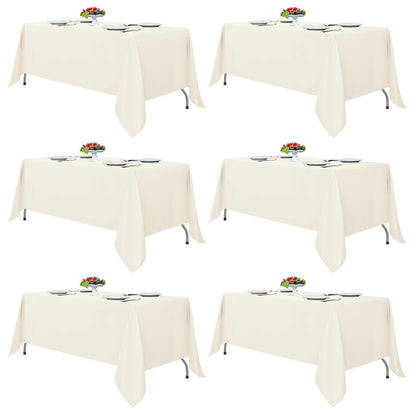 Fitable 6 Pack Ivory Tablecloths 70x120 Inch for 6-8 Ft Rectangle Tables