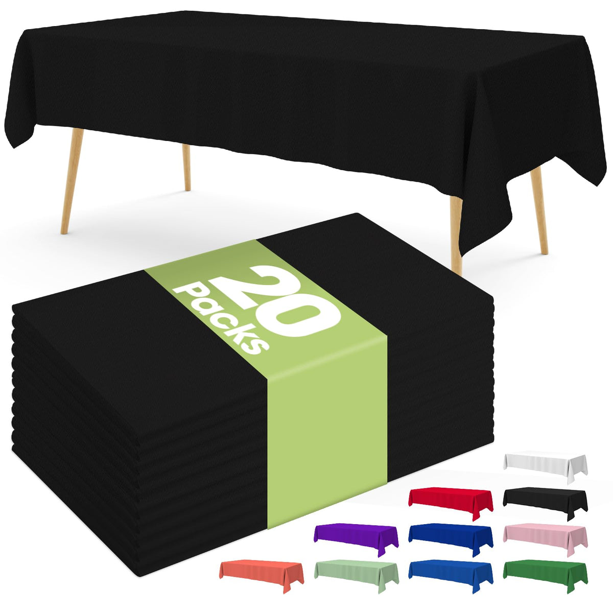 Pureegg 20 Pack White Disposable Plastic Tablecloth 54x108 Inch