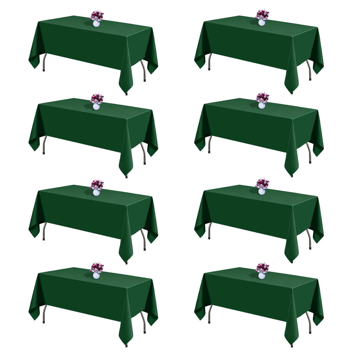 White Rectangle Table Cloth 60 x 102 Inch, 8 Pack