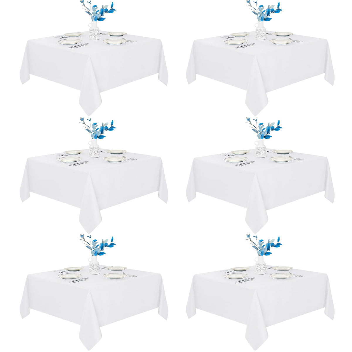 Fitable 6 Pack Ivory Tablecloths 70x120 Inch for 6-8 Ft Rectangle Tables