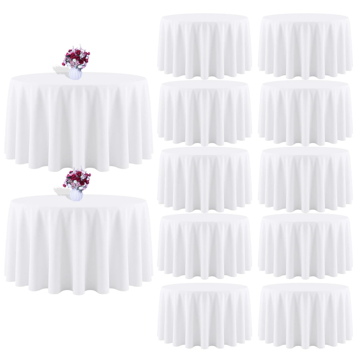 White Rectangle Table Cloth 60 x 102 Inch, 8 Pack