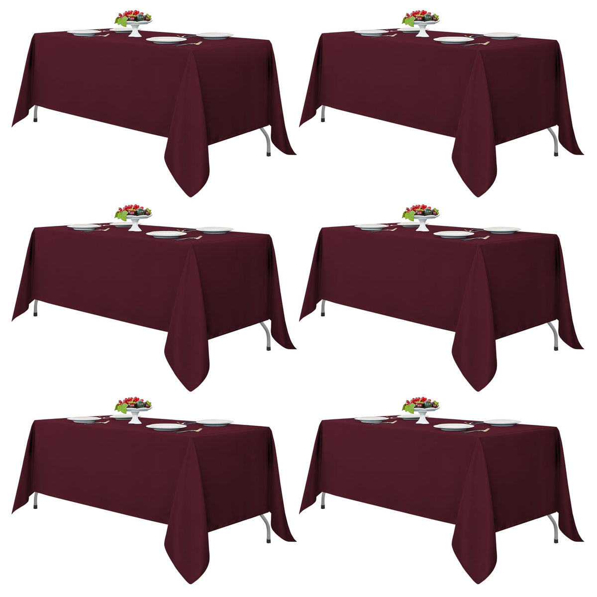 Fitable 6 Pack Ivory Tablecloths 70x120 Inch for 6-8 Ft Rectangle Tables