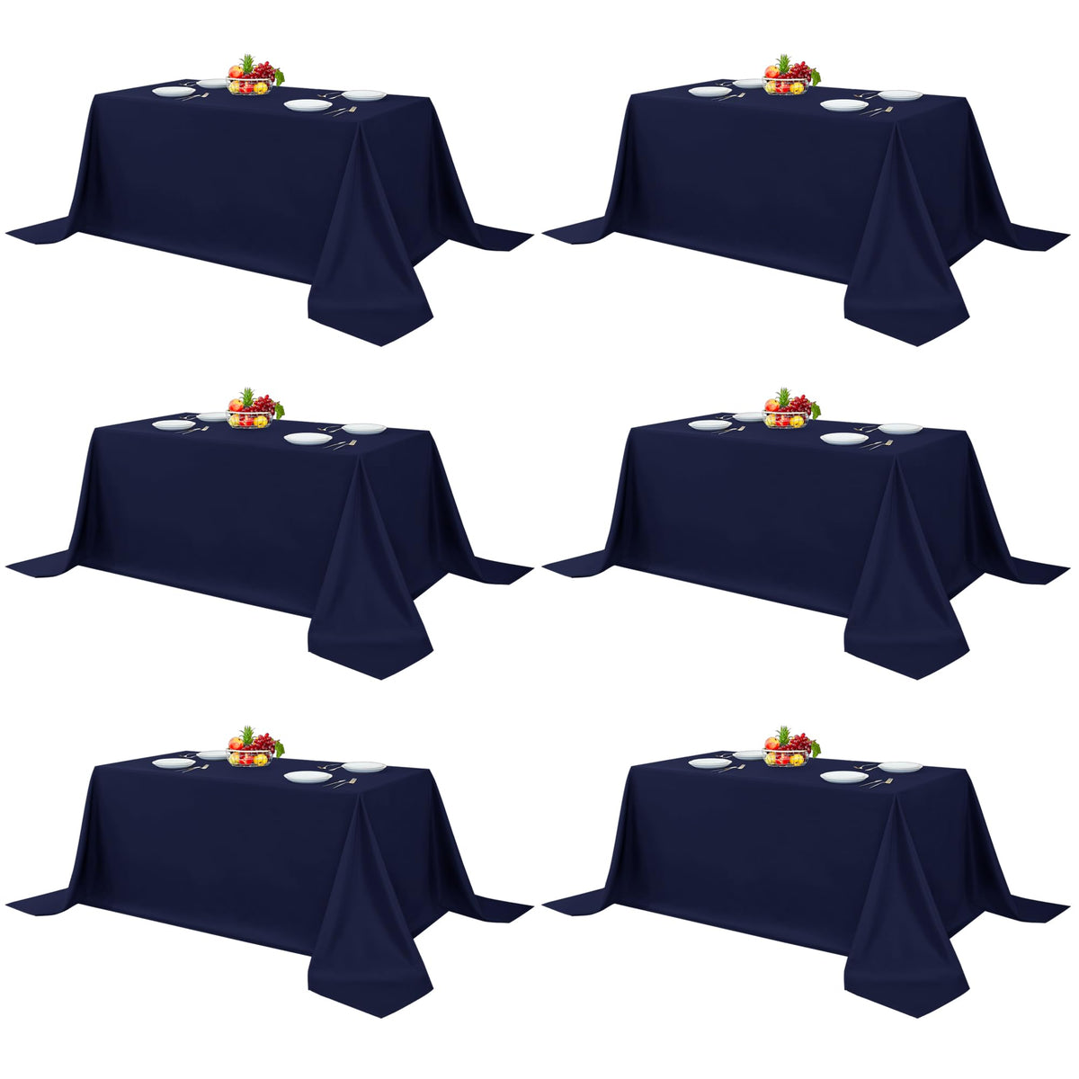 Fitable 6 Pack Ivory Tablecloths 70x120 Inch for 6-8 Ft Rectangle Tables