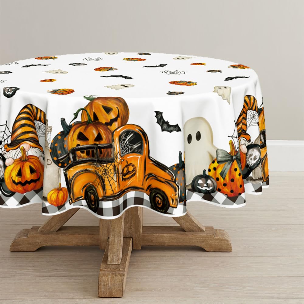 Horaldaily Halloween Tablecloth 60 x 84 Inch Rectangular Ghost Pumpkin