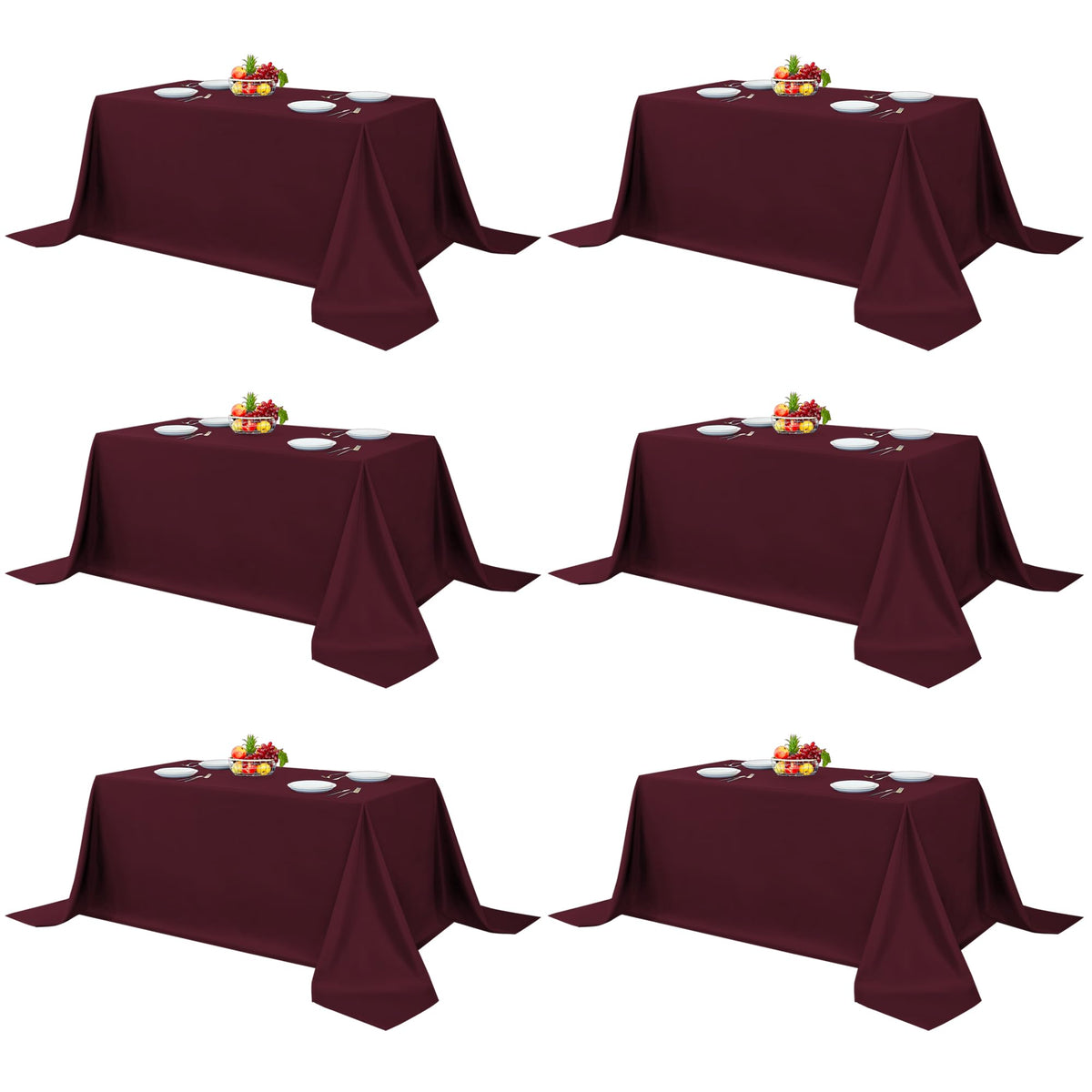 Fitable 6 Pack Ivory Tablecloths 70x120 Inch for 6-8 Ft Rectangle Tables