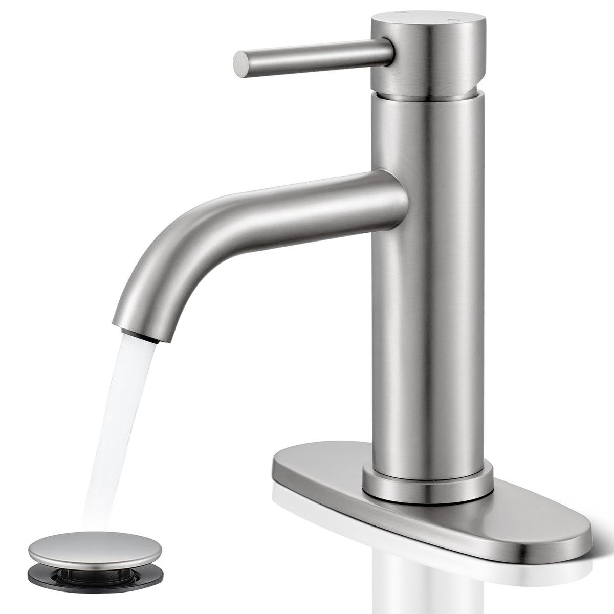Brushed Gold Bathroom Faucet, Single Hole Bathroom Sink Faucet