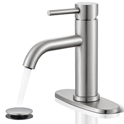 Brushed Gold Bathroom Faucet, Single Hole Bathroom Sink Faucet