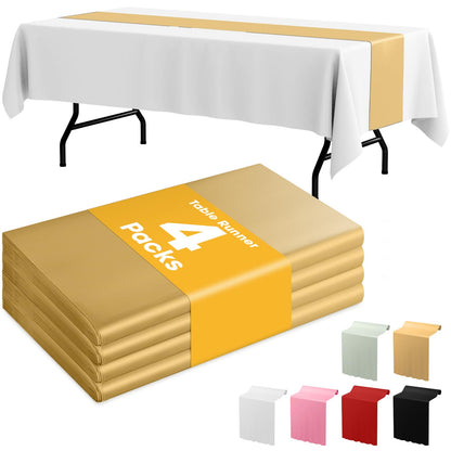 Niuara White Plastic Table Cloth - 4 Pack 54" × 108" Rectangle Disposable Tablecloths for 6FT Tables, Table Cover for Party, Holiday & Gathering Use