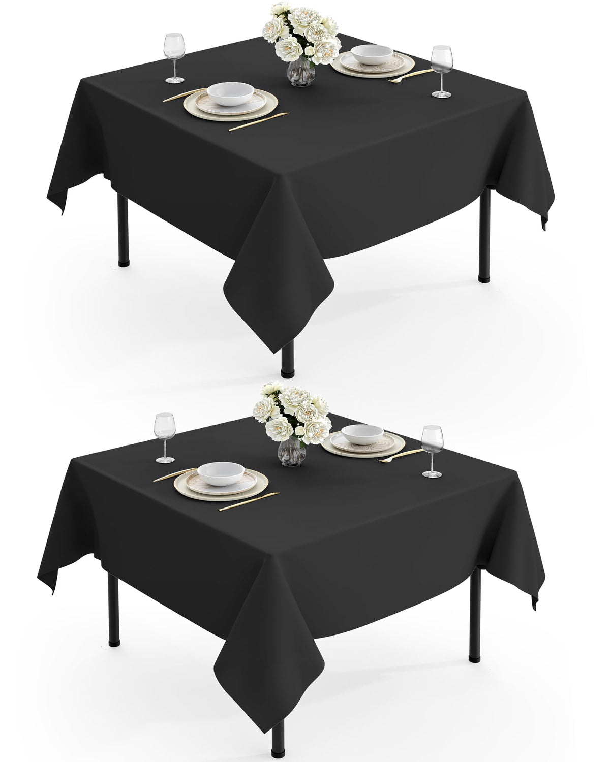 Pureegg Polyester Tablecloth 60" x 102" Reusable Washable 2 Pack White